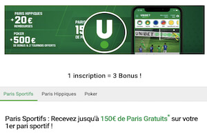 Premier pari Unibet sport & turf : 100 € de bonus + 20 € en cash à gagner si vous ouvrez un compte